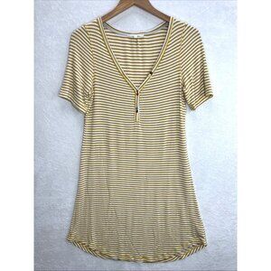 Anthropologie Pure + Good Striped Shirt Dress Yellow White Size Small